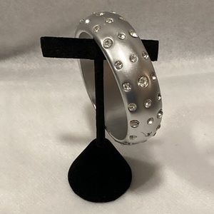 ❤️ 2/$25* ❤️ - Brushed Silvertone Bangle Bracelet & Large Cubic Zirconia Stones